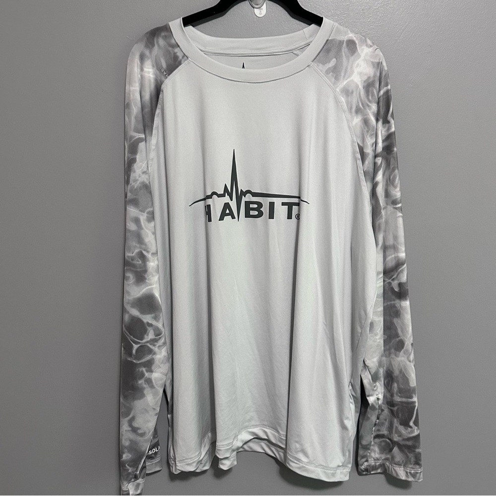 Habit Long Sleeve Performance Fishing Shirt Gray Smoke Sleeves Size XL